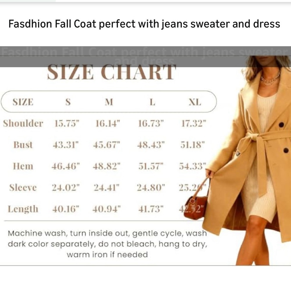 Hooever/Women's Double Breasted Wool Blend Coat/Size: S - Picture 7 of 16